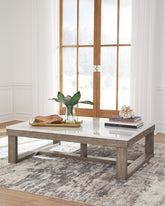 Bay Furniture Gallery - Ashley Furniture - Loyaska Coffee Table - Rectangular Cocktail Table / Brown/Ivory - T789-1